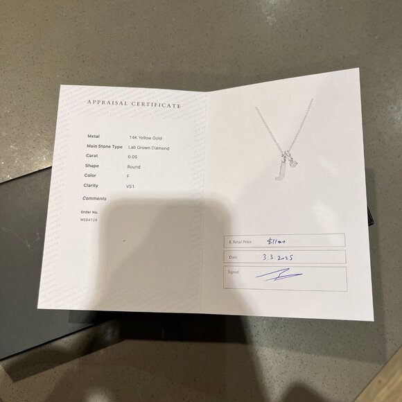 BNWT 14k Solid Yellow Gold Initial J Necklace with Lab Grown Diamond - Picture 5 of 16